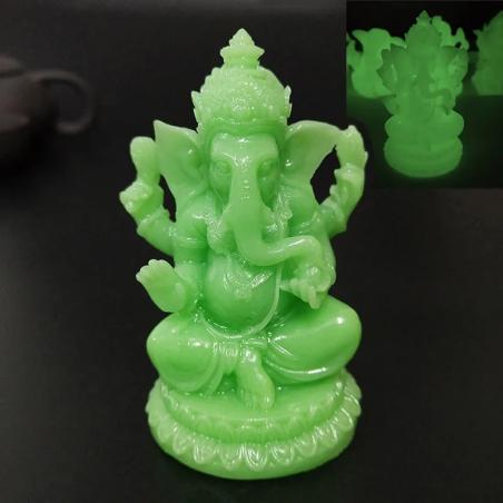 Statua luminosa di Ganesha: giada fatta a mano, decorazione luminosa