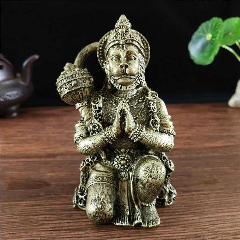 Statue d'Hanuman - Sculpture en résine bronze pour la décoration intérieure et porte-bonheur