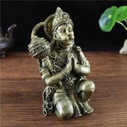 Statue d'Hanuman - Sculpture en résine bronze pour la décoration intérieure et porte-bonheur