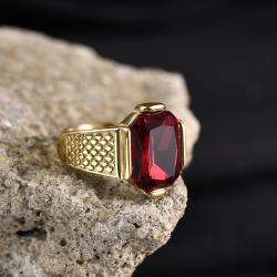 Erkekler için Vintage Taşlı Yüzük | Paslanmaz Çelik Model