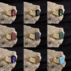 Herren-Vintage-Edelsteinring | Edelstahl-Stil