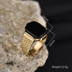 Herren-Vintage-Edelsteinring | Edelstahl-Stil