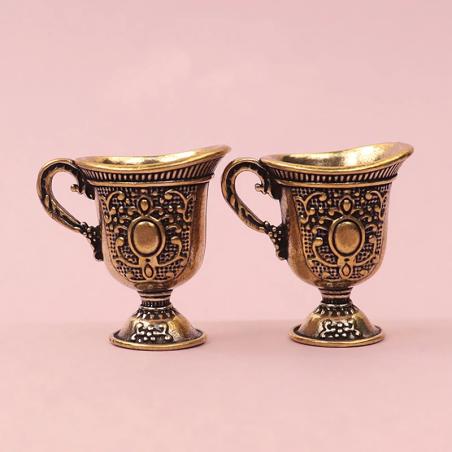 Antikes Buddha-Teeservice aus Kupfer & Schlüsselanhänger aus Messing – Geschenk