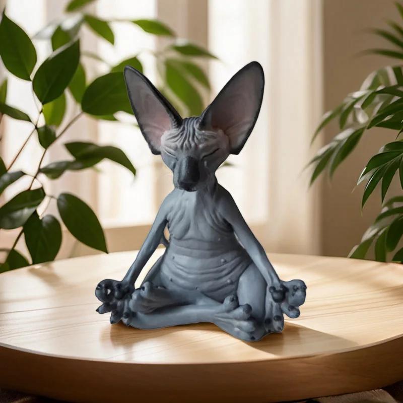 Nacktkatzen-Statue aus Kunstharz – Zen-Dekoration & Meditationsgeschenk