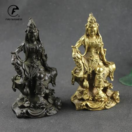 Miniatur-Guan-Yin-Buddha-Statuen aus China – Kupfer und Bronze