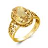 Bague Art Déco en citrine ovale en or jaune, luxueuse et tendance