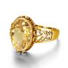 Bague Art Déco en citrine ovale en or jaune, luxueuse et tendance