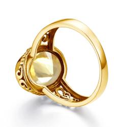 Bague Art Déco en citrine ovale en or jaune, luxueuse et tendance