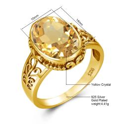Bague Art Déco en citrine ovale en or jaune, luxueuse et tendance