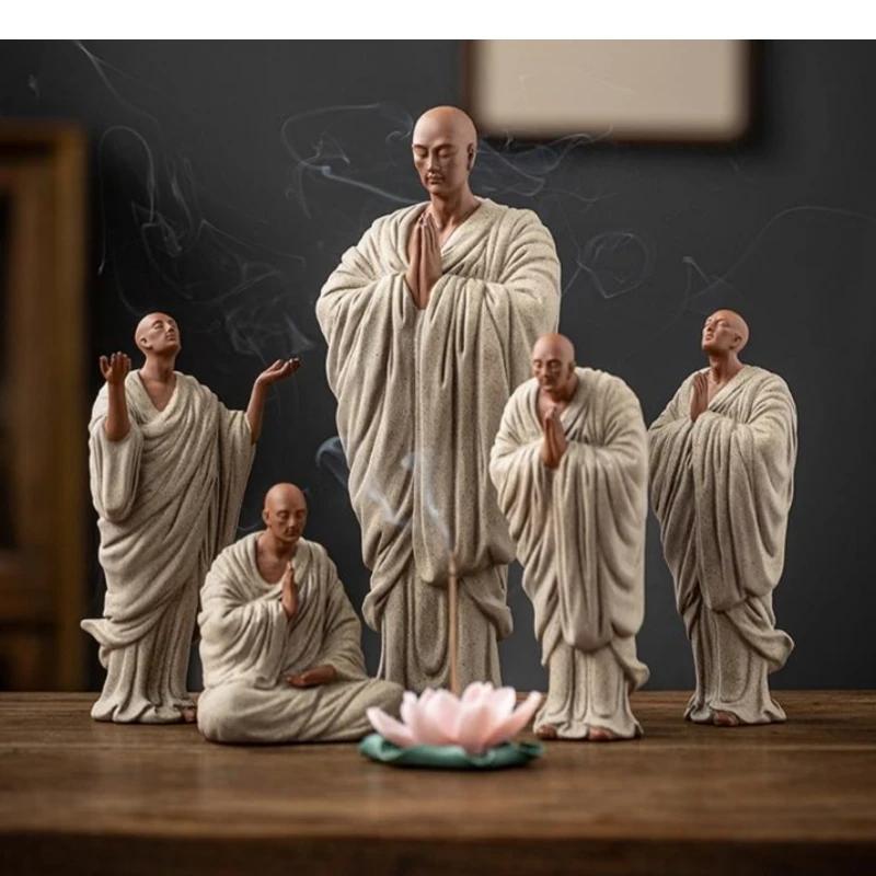 Buddha-Skulptur aus violettem Ton – Authentische chinesische Kunstdekoration
