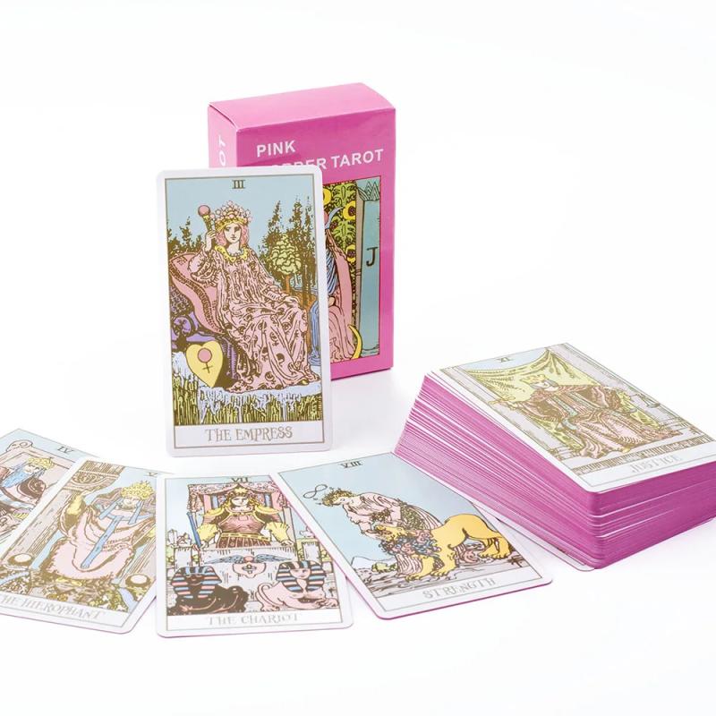 Pembe Kenarlı Tarot Destesi: Kehanet ve Eğlenceli Oyunlar İçin 78 Kart