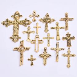 Pendentifs et breloques croix en or pour la création de bijoux DIY (15 pièces)