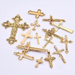 Pendentifs et breloques croix en or pour la création de bijoux DIY (15 pièces)