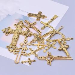 Pendentifs et breloques croix en or pour la création de bijoux DIY (15 pièces)