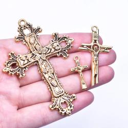 Pendentifs et breloques croix en or pour la création de bijoux DIY (15 pièces)
