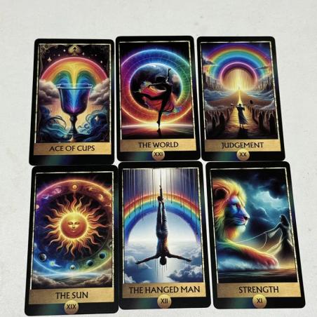 Cartes de Tarot Arc-en-ciel : Jeu de 78 cartes oracles colorées pour la divination