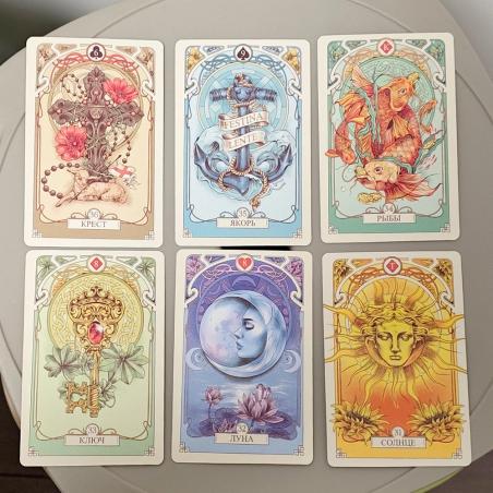 Mazzo Oracolo Lenormand: 37 Carte Floreali, Stile Art Nouveau (Russo)