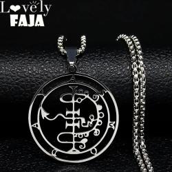 Collana con sigillo satanico | Baphomet e Lucifero in acciaio inossidabile