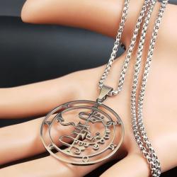 Collana con sigillo satanico | Baphomet e Lucifero in acciaio inossidabile