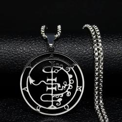Collana con sigillo satanico | Baphomet e Lucifero in acciaio inossidabile