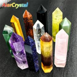 Reiki ve Dekorasyon için Pembe Kuvars ve Ametist Kristal Değnekler