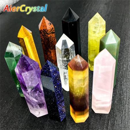 Rosenquarz- und Amethyst-Kristallstäbe für Reiki und Dekoration