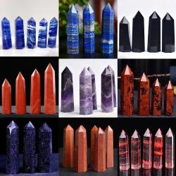 Rosenquarz- und Amethyst-Kristallstäbe für Reiki und Dekoration