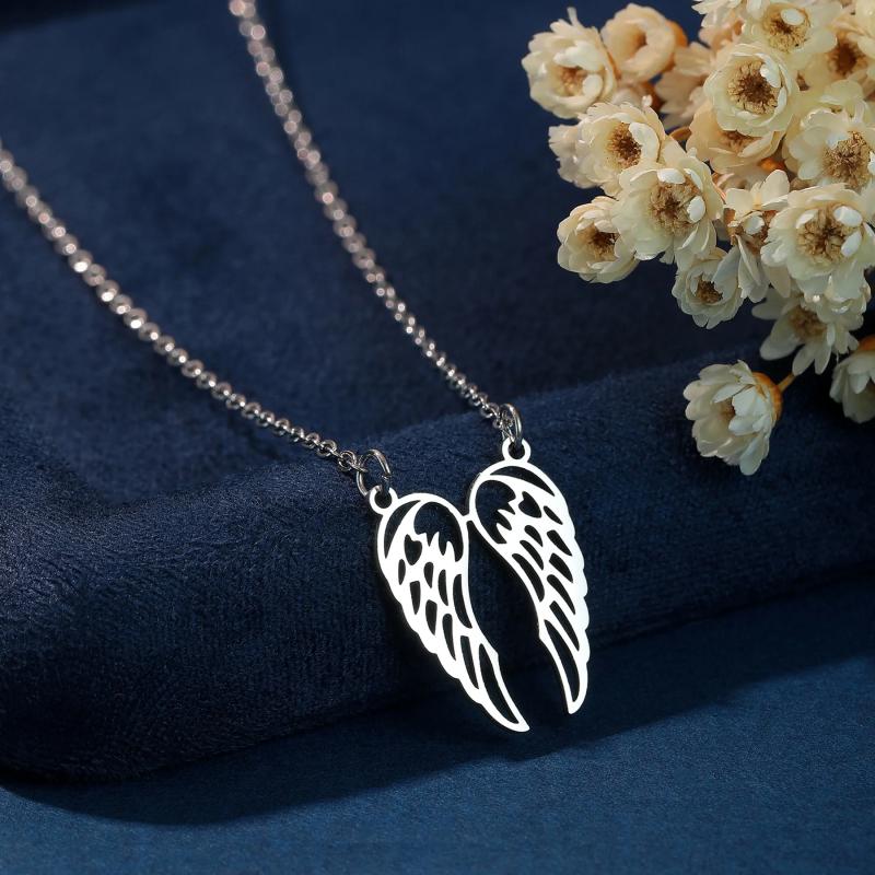 Engelsflügel-Halskette: Edelstahl, himmlisches Amulett-Geschenk