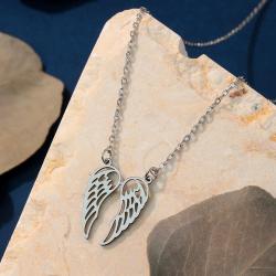 Engelsflügel-Halskette: Edelstahl, himmlisches Amulett-Geschenk