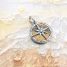 Ciondolo bussola vintage in argento sterling - Occhio di tigre, portafortuna