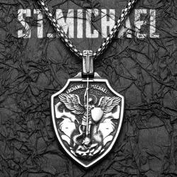 Collier pendentif bouclier de l'archange Saint Michel - Style punk