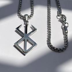 Ciondolo con runa Berserker | Collana con amuleto nordico in acciaio inossidabile