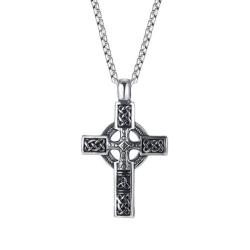 Collier croix nœud celtique nordique | Pendentif vintage pour homme