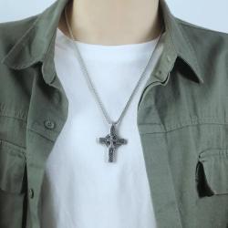 Collier croix nœud celtique nordique | Pendentif vintage pour homme