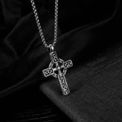 Collier croix nœud celtique nordique | Pendentif vintage pour homme