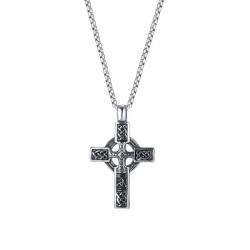 Collier croix nœud celtique nordique | Pendentif vintage pour homme