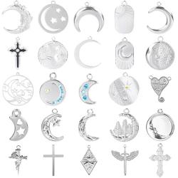 Ciondoli in acciaio inossidabile a forma di mezzaluna e stella | Gioielli Wiccan