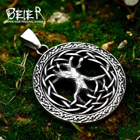 Collana con ciondolo runico dell'albero della vita in acciaio inossidabile Beier