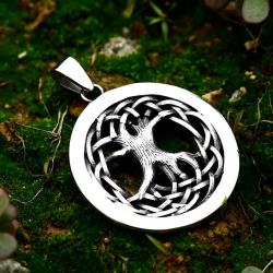 Collana con ciondolo runico dell'albero della vita in acciaio inossidabile Beier