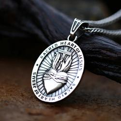 Vintage Sacred Heart Necklace - 316L Stainless Steel Pendant