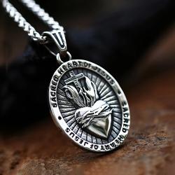 Vintage Sacred Heart Necklace - 316L Stainless Steel Pendant
