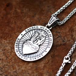 Vintage Sacred Heart Necklace - 316L Stainless Steel Pendant