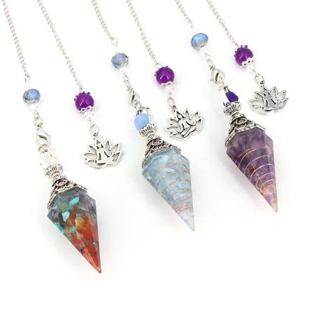 Pendolo di cristallo dei 7 chakra | Gioielli per la guarigione tramite rabdomanzia e Reiki