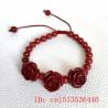 Luxuriöses Armband mit roten Zinnoberrosenperlen | Designergeschenk