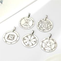 Collier pendentif clé de Salomon - Amulette vintage en acier inoxydable