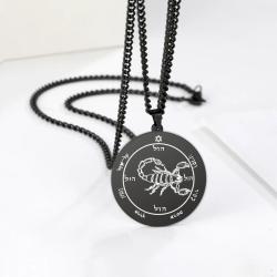 Collier pendentif clé de Salomon - Amulette vintage en acier inoxydable