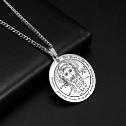 Collier pendentif clé de Salomon - Amulette vintage en acier inoxydable