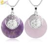 Natural Stone Flower of Life Pendant Necklace - Reiki Amulet