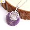 Natural Stone Flower of Life Pendant Necklace - Reiki Amulet