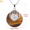Natural Stone Flower of Life Pendant Necklace - Reiki Amulet